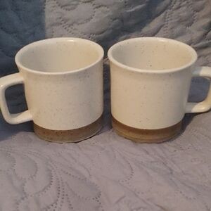 Rare Suzukastone Cream and Brown Ceramic Mugs (2)